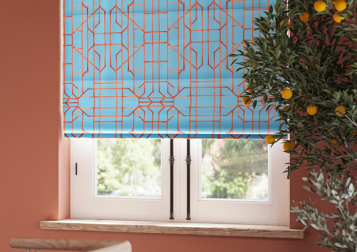 Bamboo Candy, Red Blue - Roman Blind - Image 5